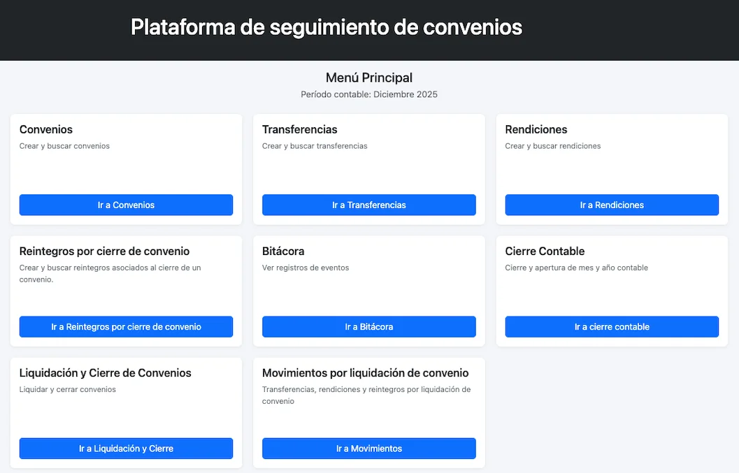 Preview de Plataforma de Seguimiento de Convenios - MINVU